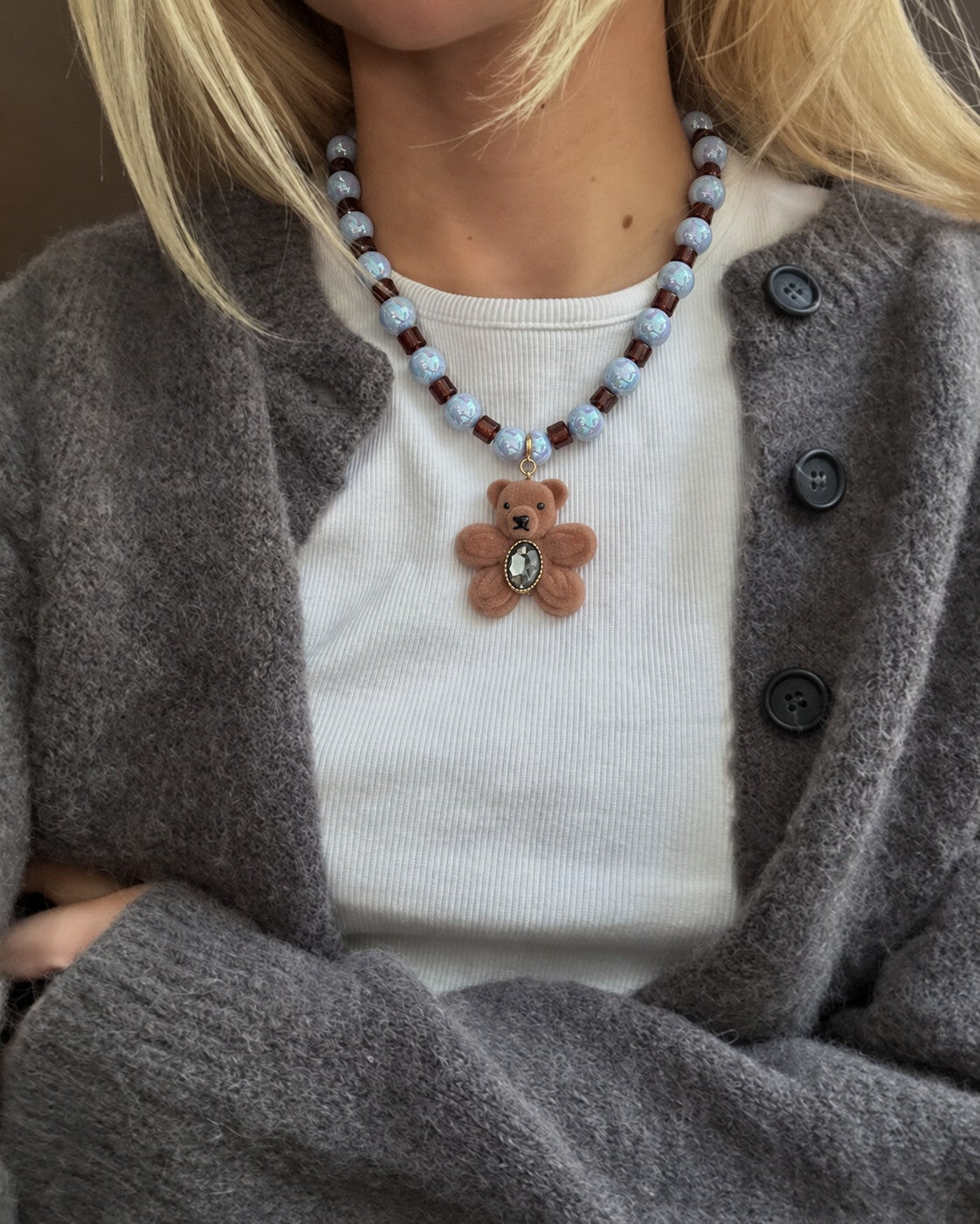 Collar oso gamuza