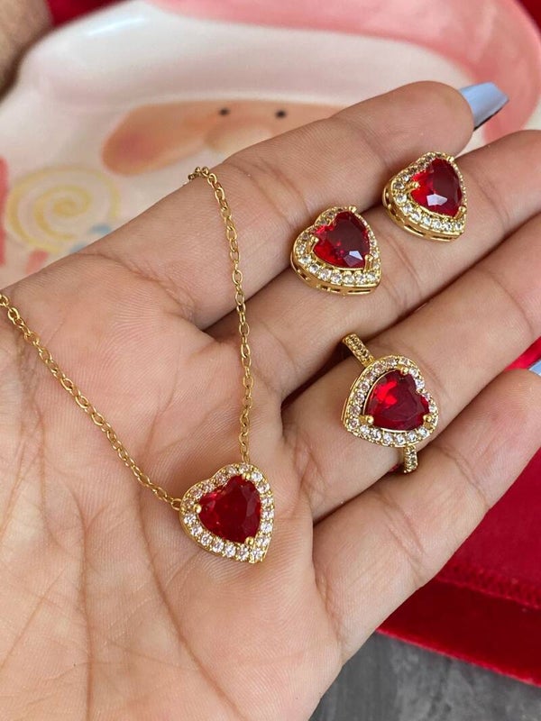 Set Reyna rojo con dorado