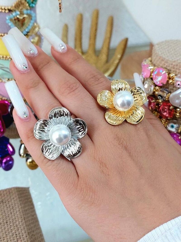 Anillo flor Perla