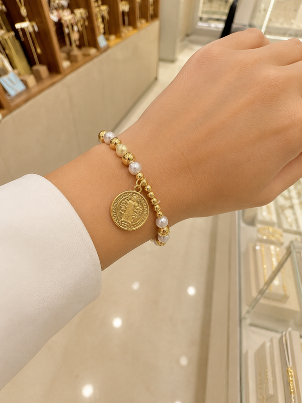 Pulsera san Benito perlitas