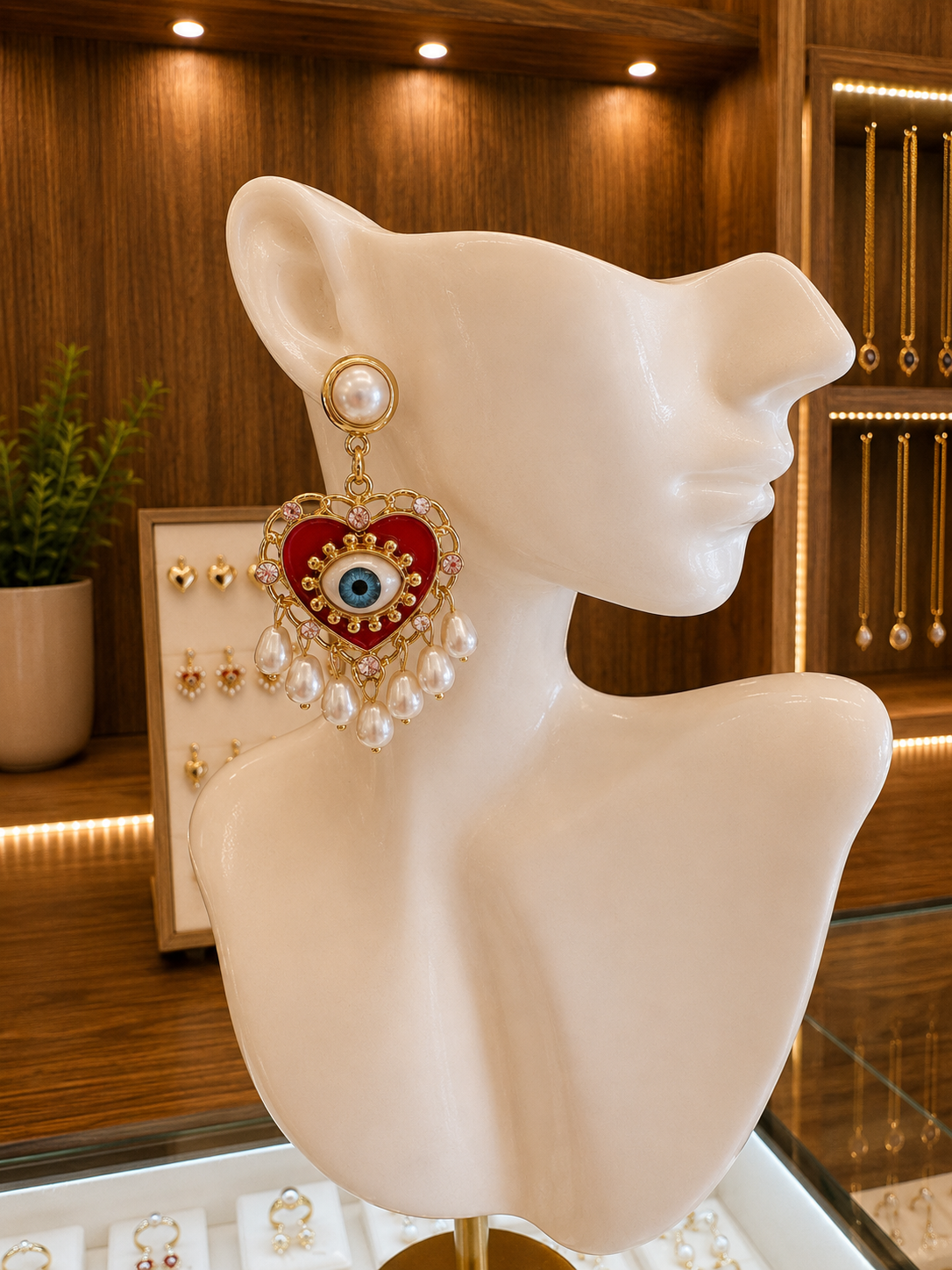 Arete corazón rojo