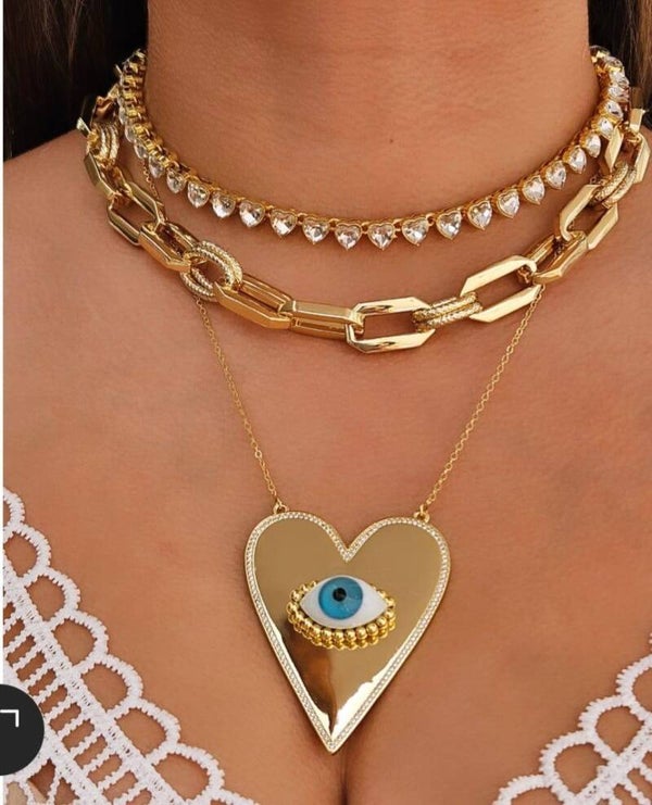 Collar corazón de vidrio