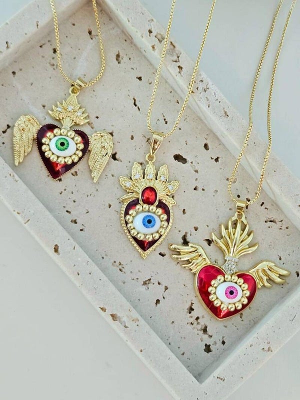 Collar milagros rojos ojo