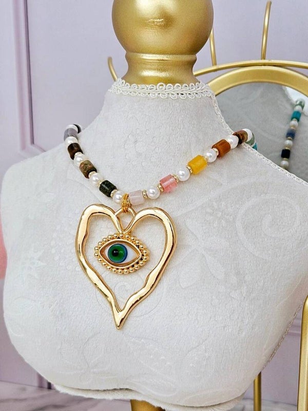 Collar ojo y piedra natural