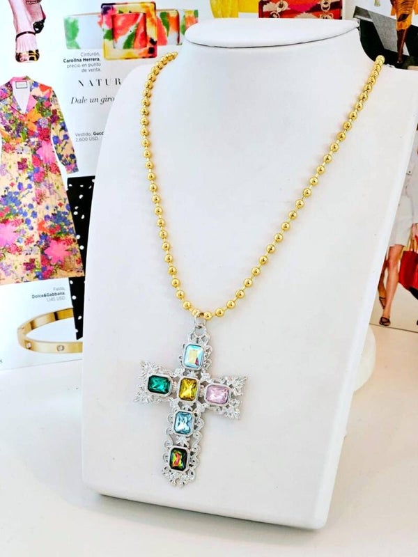 Collar cruz maxi colores