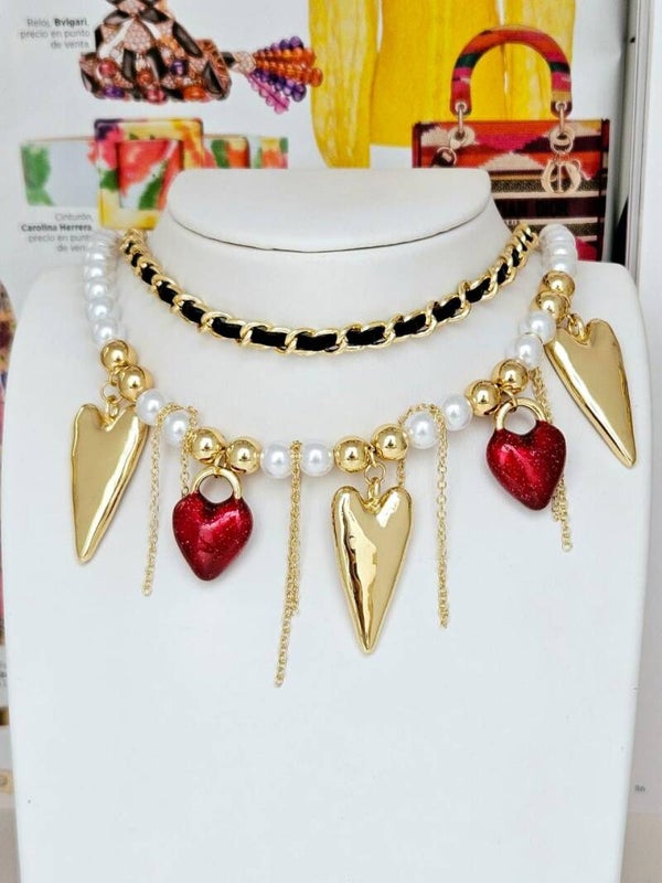Collar corazon doble