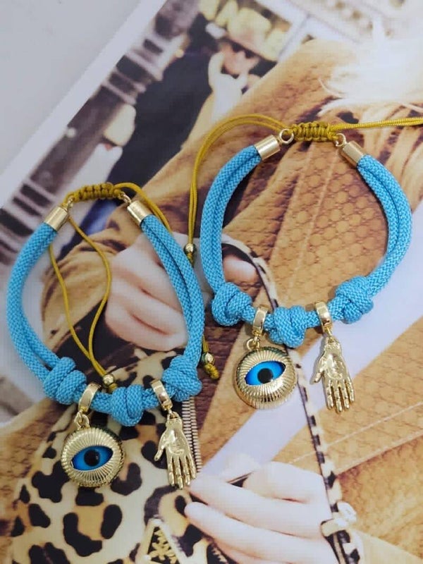 Pulsera hilo azul y ojo