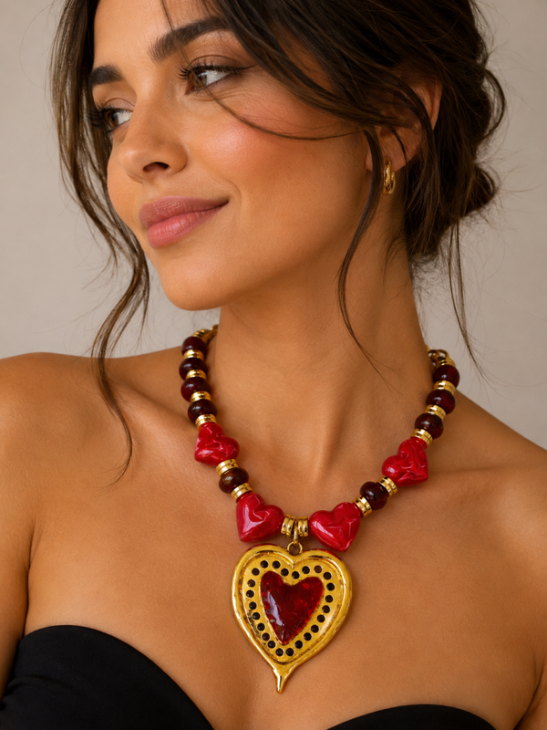 Collar corazón rojo