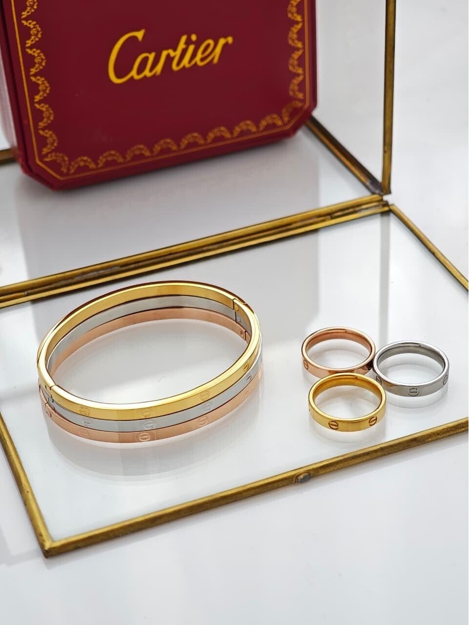 Set brazalete Cartier 3 tonos