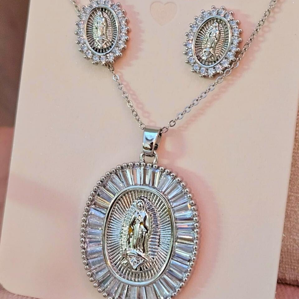 Set Virgen de Guadalupe plateado