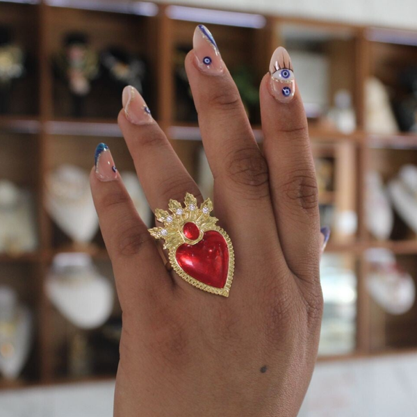 ANILLO CORAZON ROJO PESTAÑA