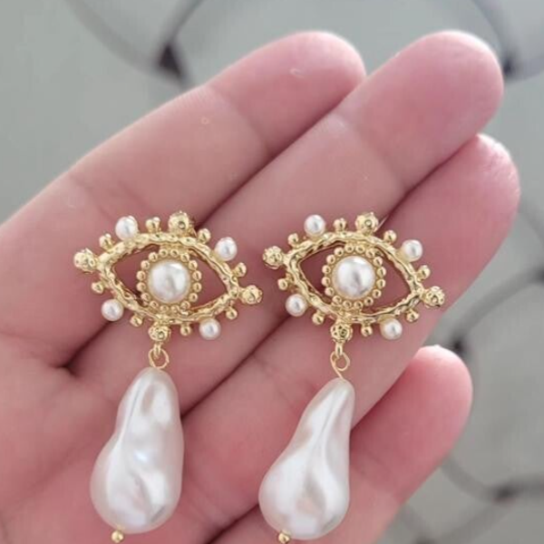 ARETE OJO PERLA REAL