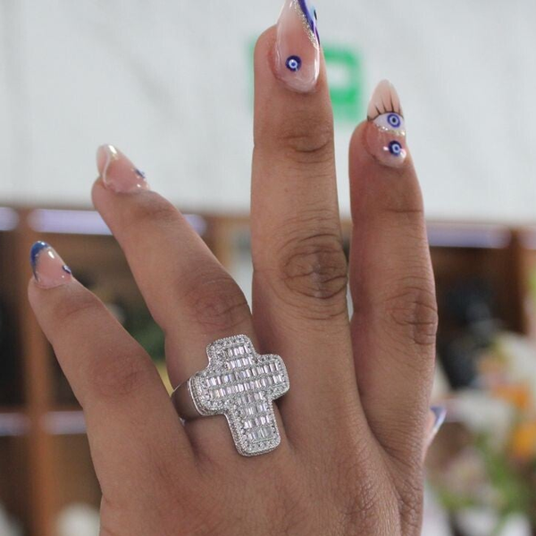 ANILLO CRUZ PLATEADO