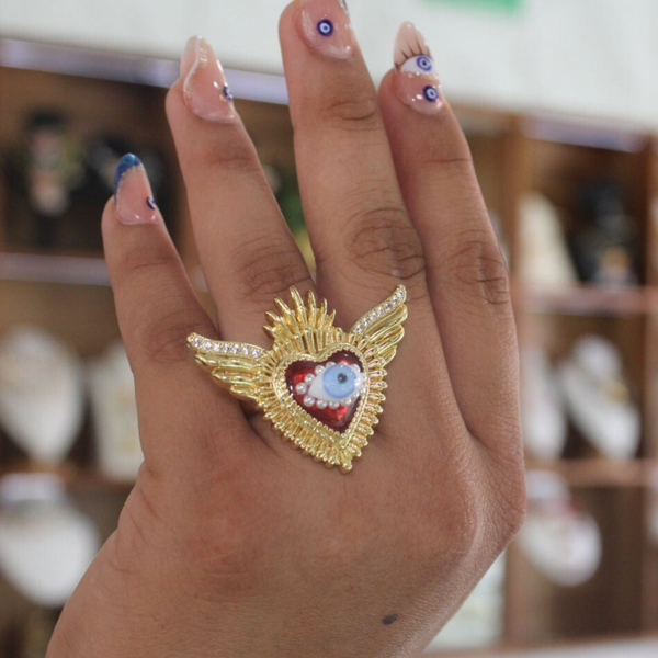 ANILLO ALAS OJO REAL AZUL