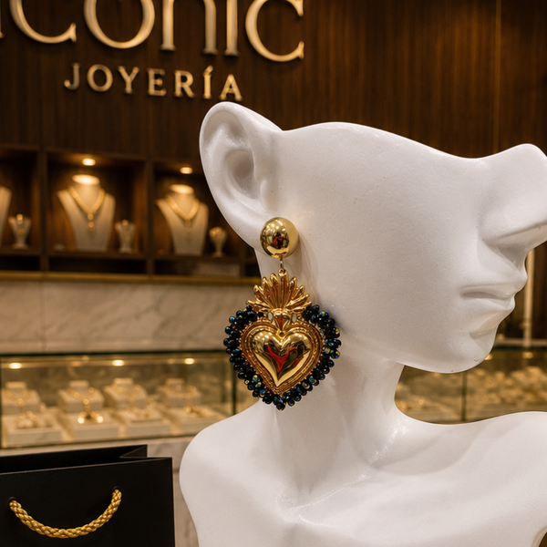 Arete corazón negro