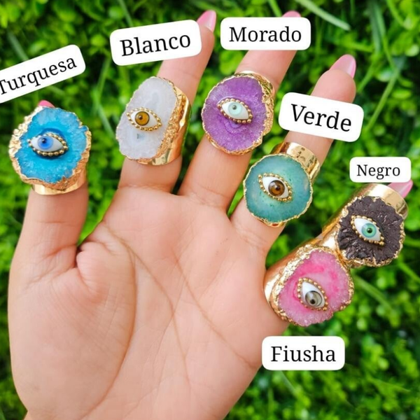 ANILLO OJO TURCO Y CUARZO