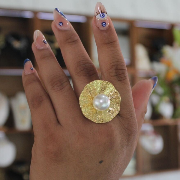 ANILLO MAXI PERLA DORADA