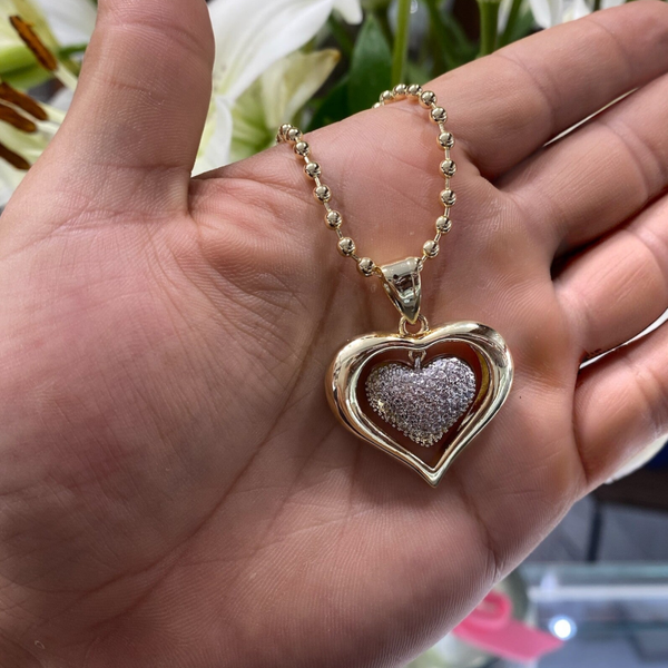 Collar corazon bitono