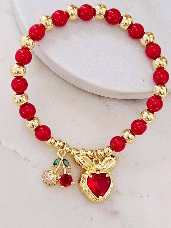 PULSERA ELASCTICO CORAZON Y FRESA