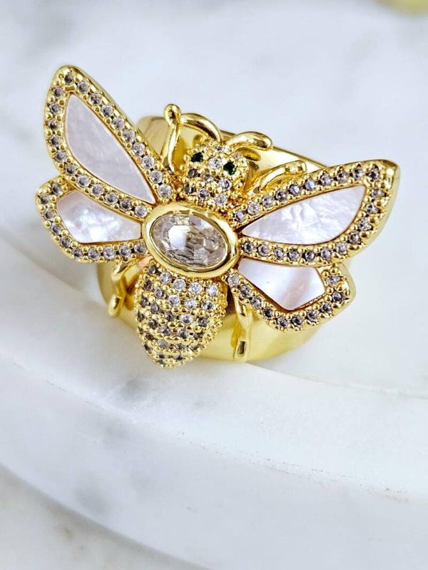 ANILLO ABEJA REYNA PERLA