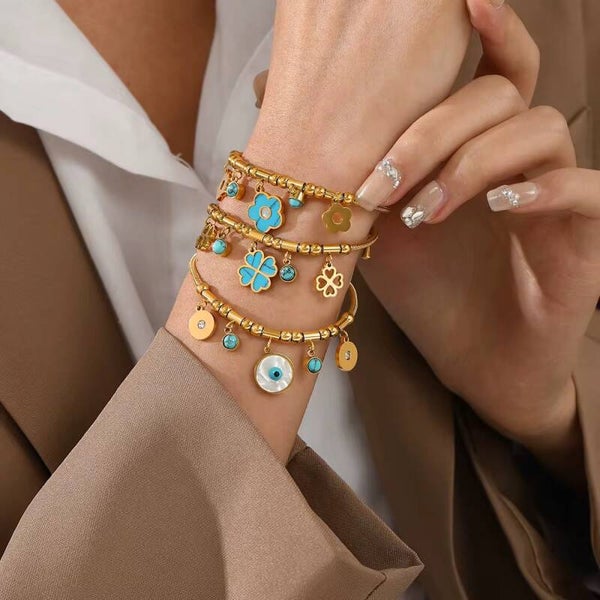 Pulsera trébol azul
