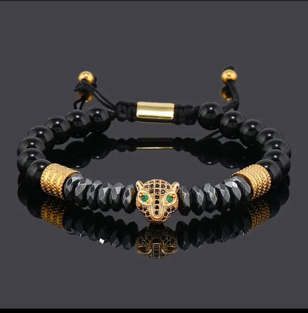 Pulsera hombre leopardo dorado