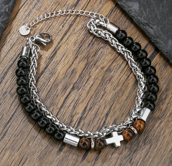 Pulsera doble cruz