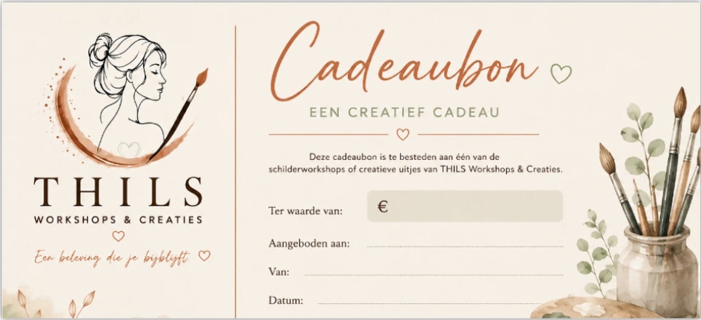 Cadeaubon van Thils Workshops & Creaties voor een schilderworkshop of creatief uitje