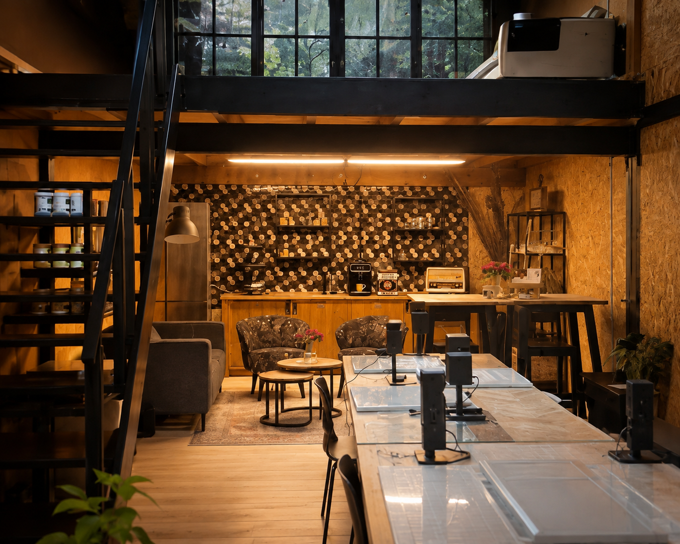 Creatief atelier van THILS met werktafels en koffiehoek in Lichtenvoorde