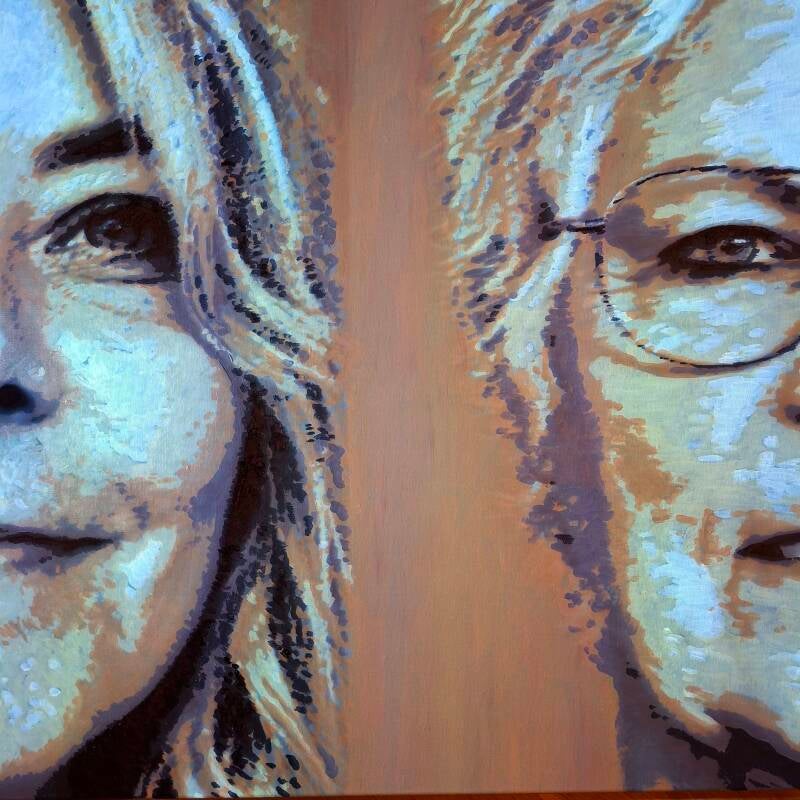 Twee portretten samen op één doek schilderen tijdens workshop in Lichtenvoorde