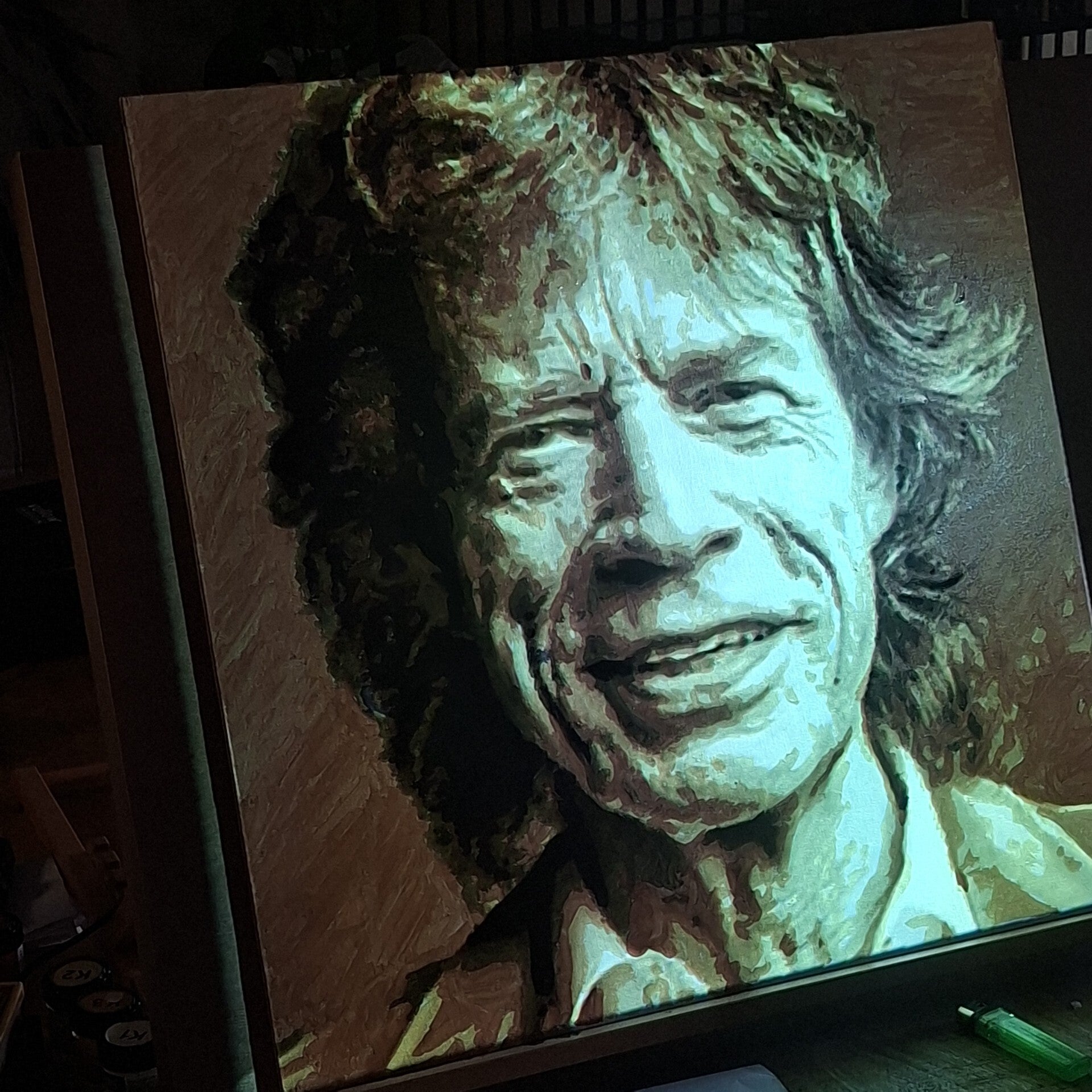 Expressief geschilderd mannenportret tijdens een schilderworkshop bij THILS in Lichtenvoorde
