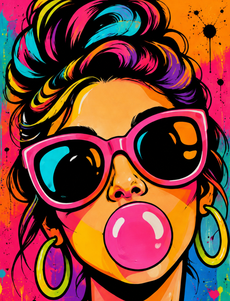 Kleurrijk neon Pop-Art schilderij voor de Neon Pop-Art schilderworkshop in Lichtenvoorde