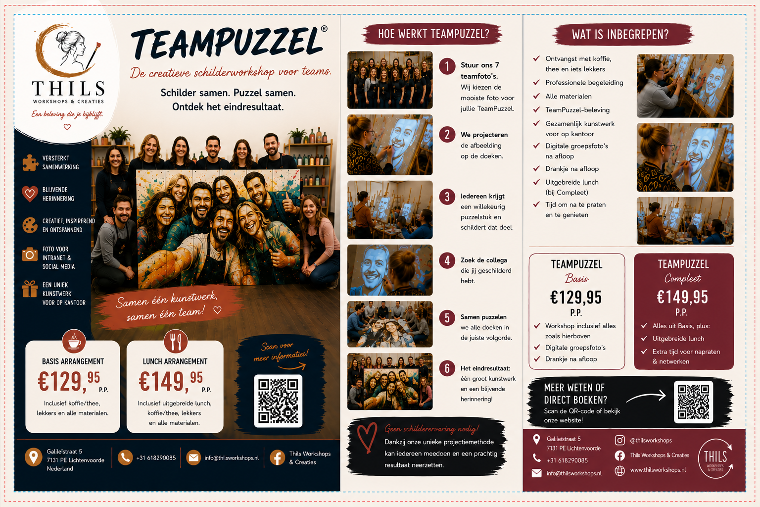 TeamPuzzel-bedrijfsworkshop waarbij collega’s samen een groepsportret schilderen bij THILS in Lichtenvoorde