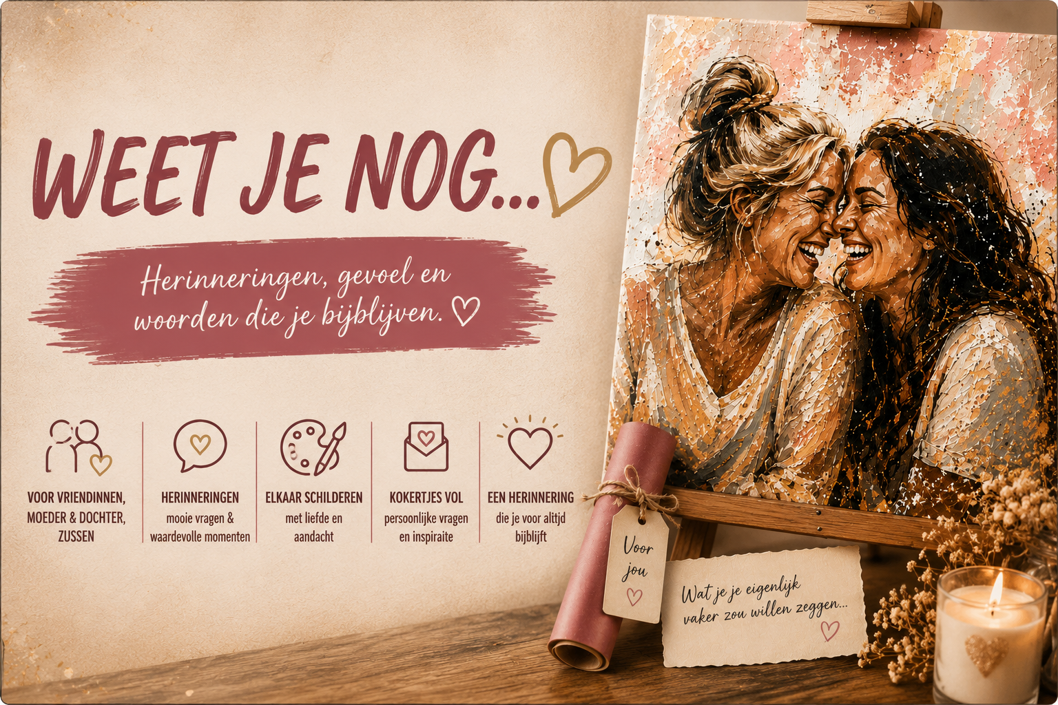 Weet je nog-schilderworkshop voor vriendinnen, moeder en dochter of zussen bij THILS in Lichtenvoorde