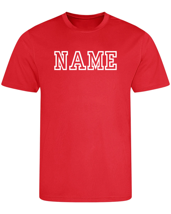 Sports Day Just Cool T Shirt - Fire Red - Personalised Font 2