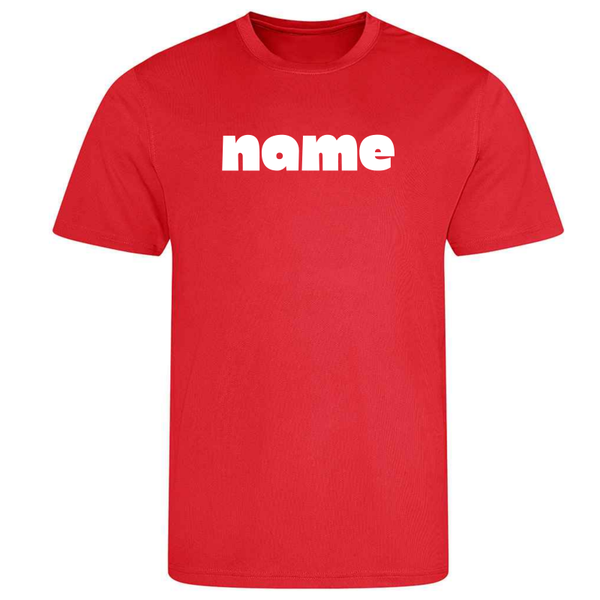 Sports Day Just Cool T Shirt - Fire Red - Personalised Font 1