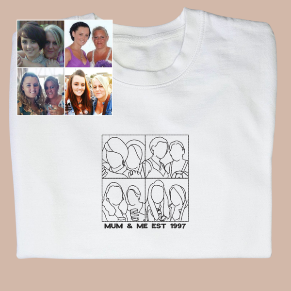 Photo Outline Collage - Adult Embroidered Sweater or Hoodie