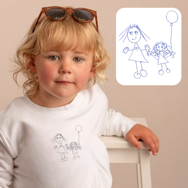 Drawing or Handwritten message - Child Embroidered Sweater or Hoodie