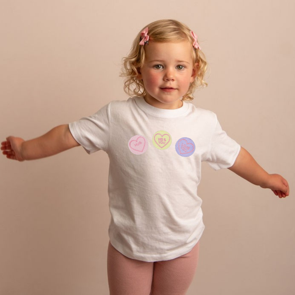 Heart Sweets - Child Valentine Embroidered T Shirt