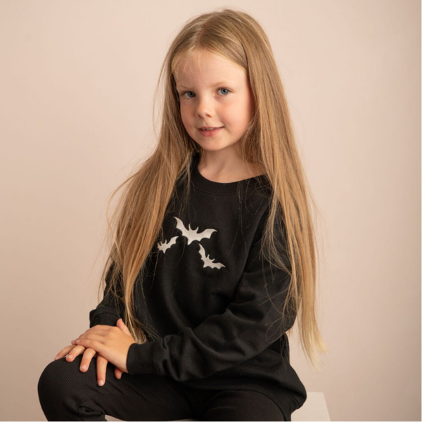 Child Halloween Bats - Embroidered Sweater or Hoodie