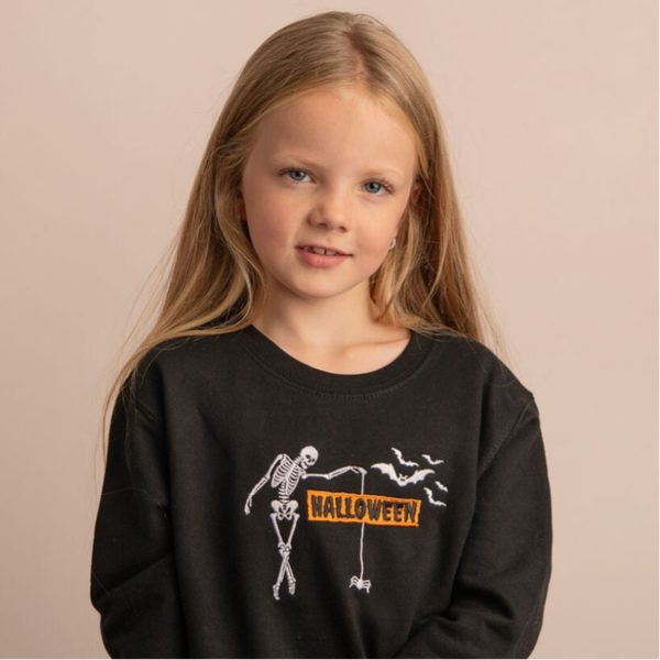 Child Halloween Skeleton - Embroidered Sweater or Hoodie