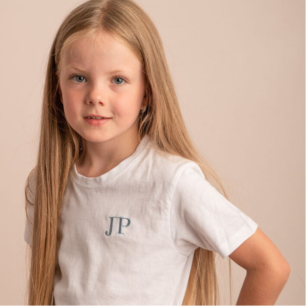 Small Initials (Bodoni) - Child Personalised Embroidered T Shirt