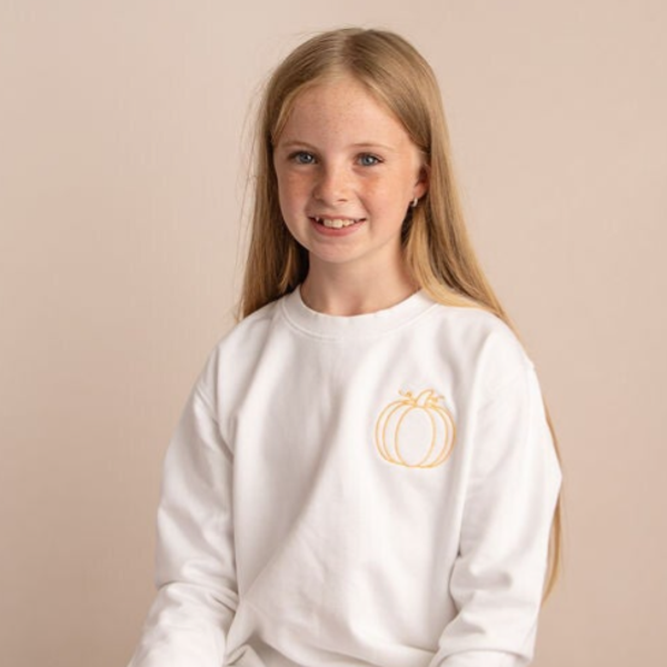 Child Halloween Small Open Pumpkin - Embroidered Sweater or Hoodie