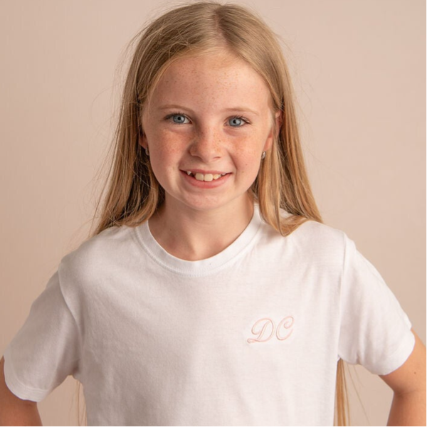 Small Initials (Script) - Child Personalised Embroidered T Shirt