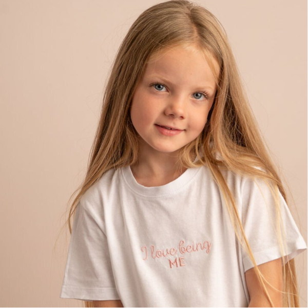 I Love Being Me - Child Embroidered T Shirt