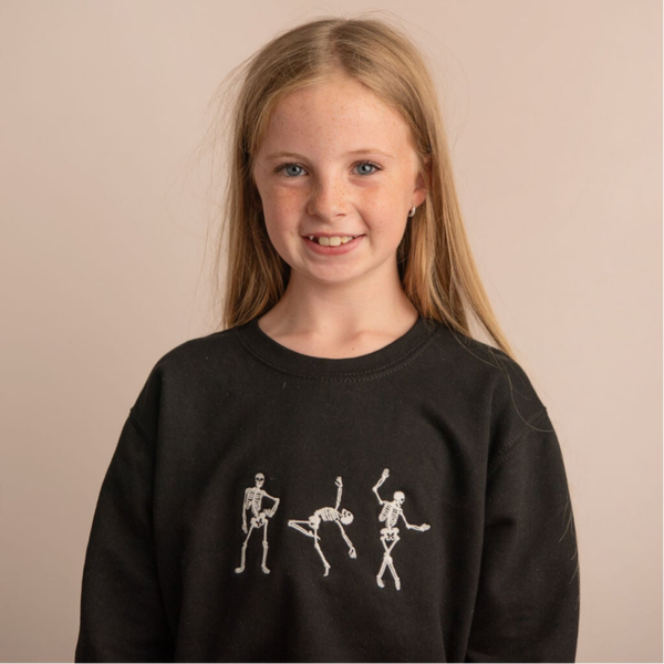Child Halloween Dancing Skeletons - Embroidered Sweater or Hoodie