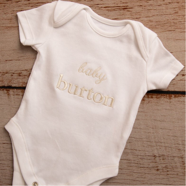 Baby Surname - Infant Embroidered T Shirt, Vest or Romper