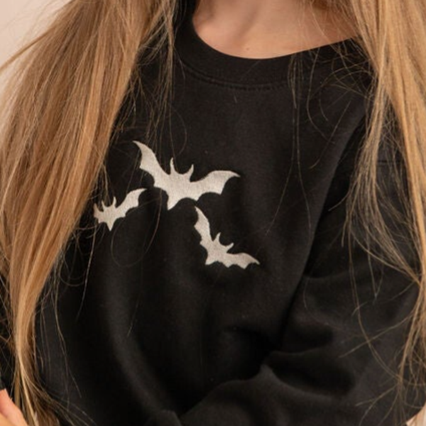 Adult Halloween Bats - Embroidered Sweater or Hoodie