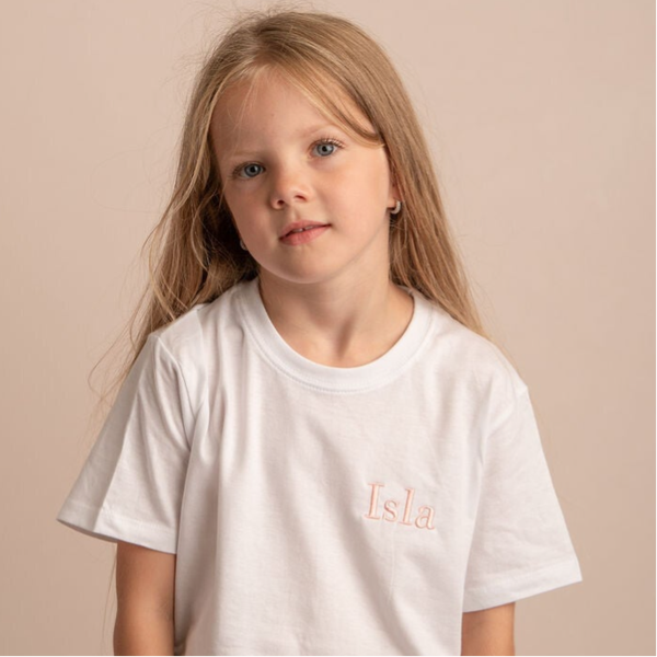 Small Name (Bodoni) - Child Personalised Embroidered T Shirt