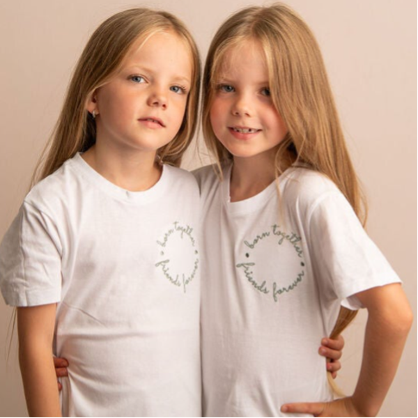 Born together, friends forever - Child Embroidered T Shirt